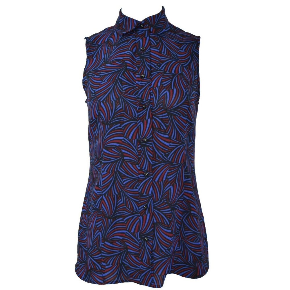 Anne Klein Womens Button Up Patterned Top NWT